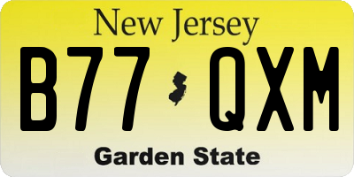 NJ license plate B77QXM