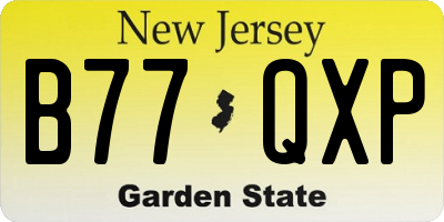 NJ license plate B77QXP