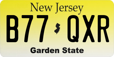 NJ license plate B77QXR