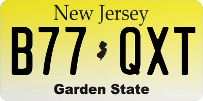 NJ license plate B77QXT