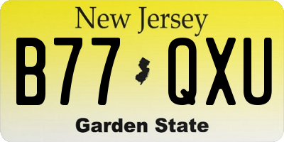 NJ license plate B77QXU