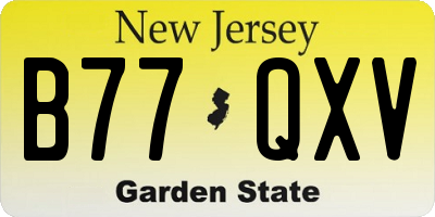 NJ license plate B77QXV