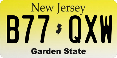 NJ license plate B77QXW