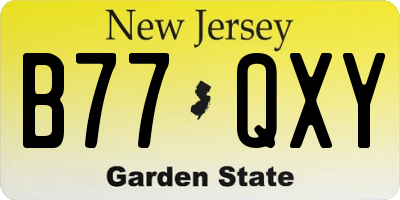 NJ license plate B77QXY