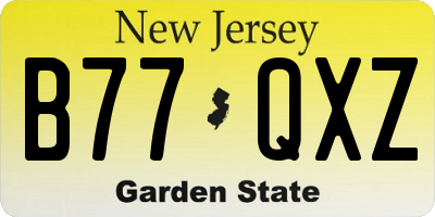 NJ license plate B77QXZ