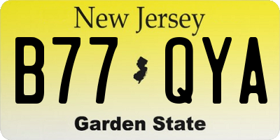 NJ license plate B77QYA