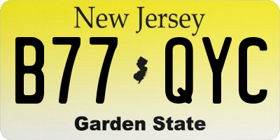NJ license plate B77QYC