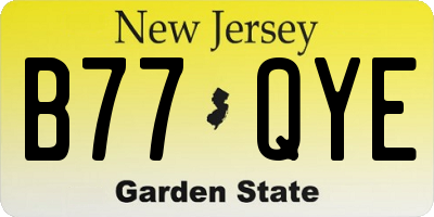 NJ license plate B77QYE