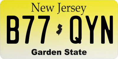 NJ license plate B77QYN