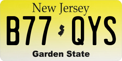 NJ license plate B77QYS