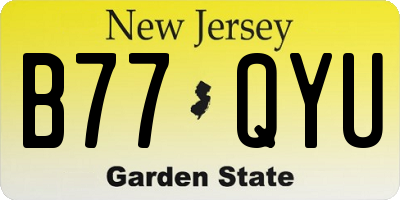 NJ license plate B77QYU