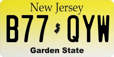 NJ license plate B77QYW