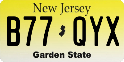 NJ license plate B77QYX