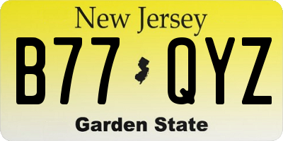 NJ license plate B77QYZ