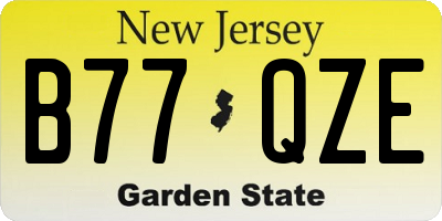 NJ license plate B77QZE
