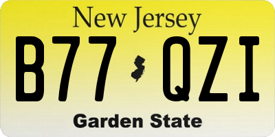 NJ license plate B77QZI
