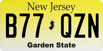 NJ license plate B77QZN