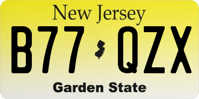NJ license plate B77QZX