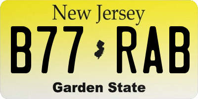 NJ license plate B77RAB