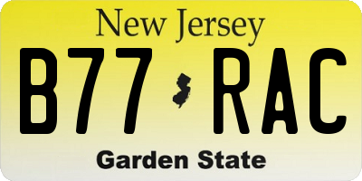 NJ license plate B77RAC