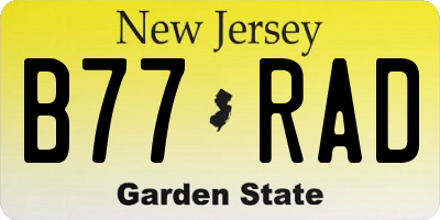 NJ license plate B77RAD