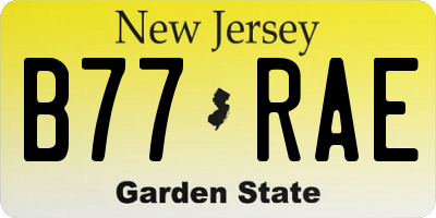 NJ license plate B77RAE