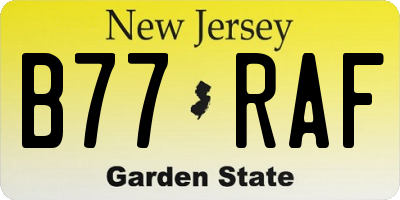 NJ license plate B77RAF