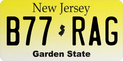 NJ license plate B77RAG
