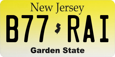 NJ license plate B77RAI