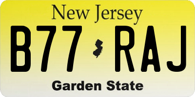 NJ license plate B77RAJ