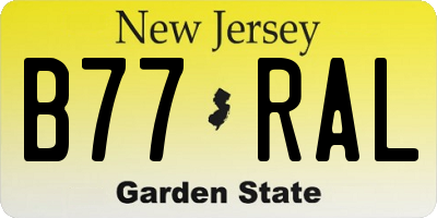 NJ license plate B77RAL