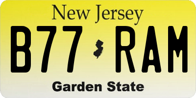 NJ license plate B77RAM