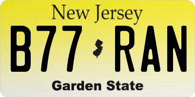 NJ license plate B77RAN