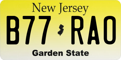 NJ license plate B77RAO