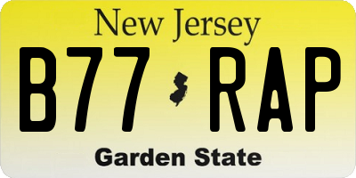 NJ license plate B77RAP