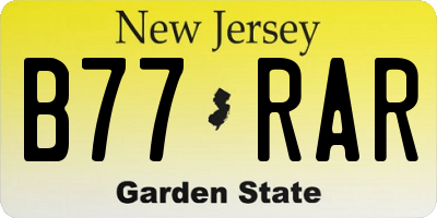 NJ license plate B77RAR