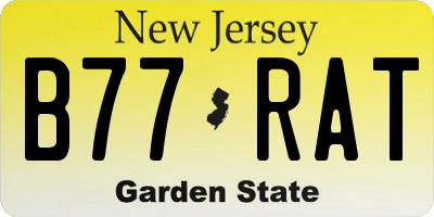NJ license plate B77RAT