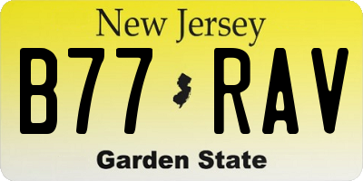 NJ license plate B77RAV