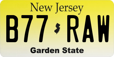 NJ license plate B77RAW