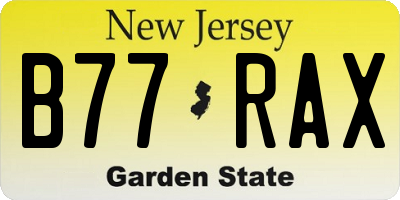 NJ license plate B77RAX