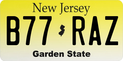 NJ license plate B77RAZ