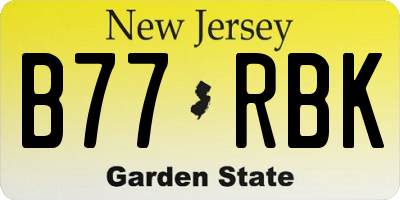 NJ license plate B77RBK