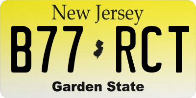 NJ license plate B77RCT