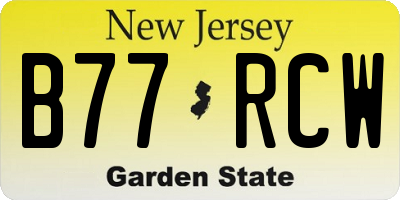 NJ license plate B77RCW