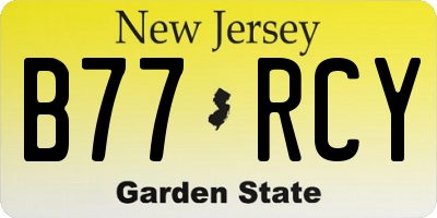 NJ license plate B77RCY