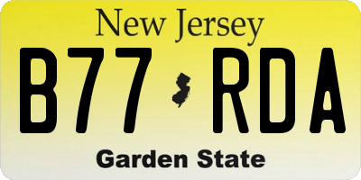 NJ license plate B77RDA