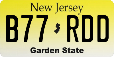 NJ license plate B77RDD