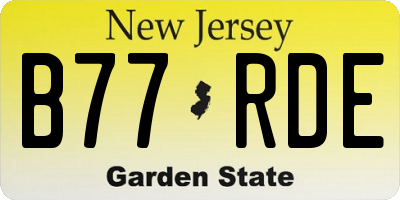 NJ license plate B77RDE