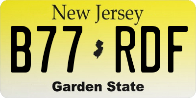NJ license plate B77RDF