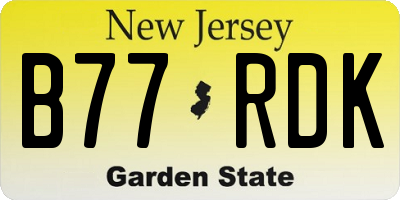 NJ license plate B77RDK